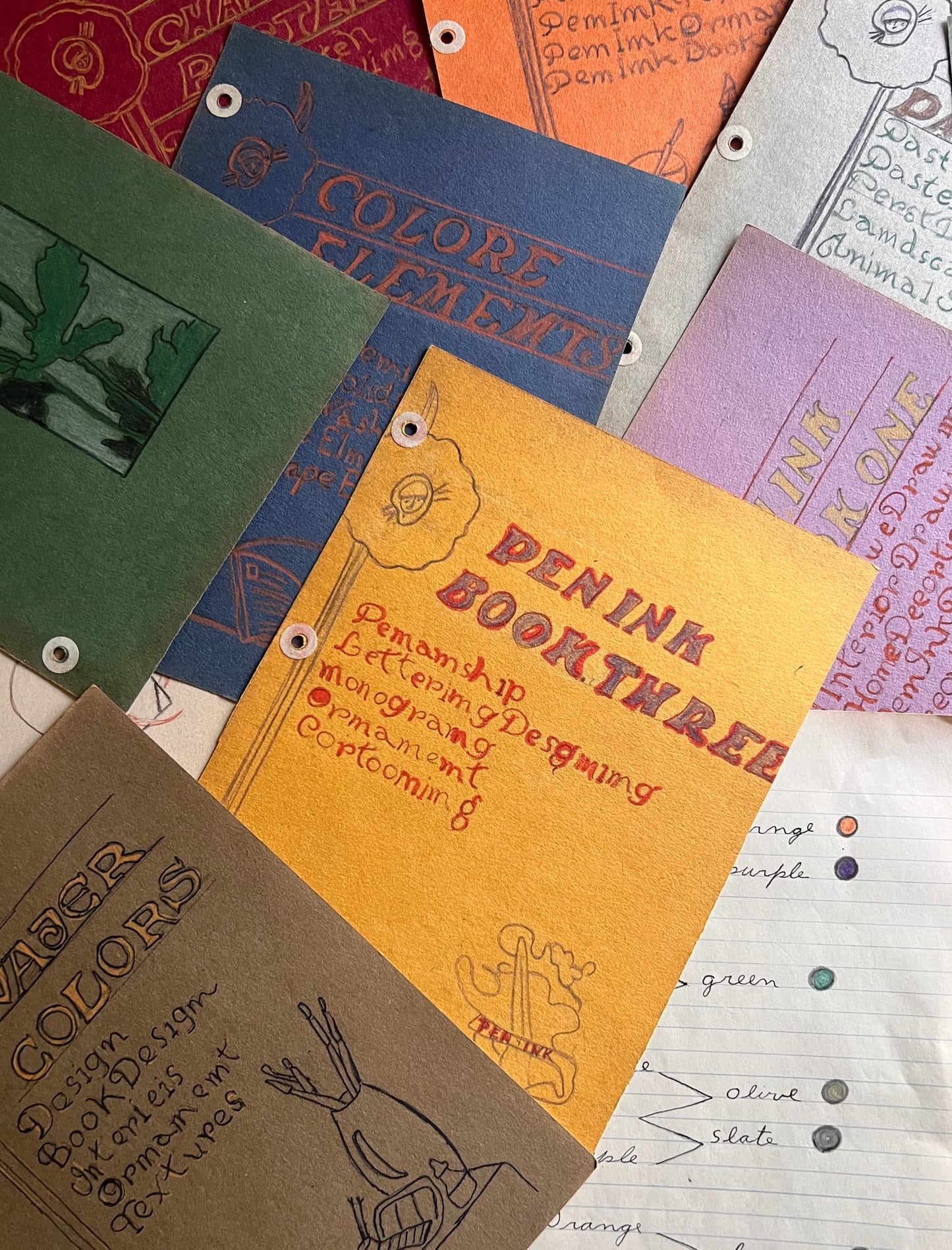 Vintage Ephemera: Student Art Class Notebook Pages