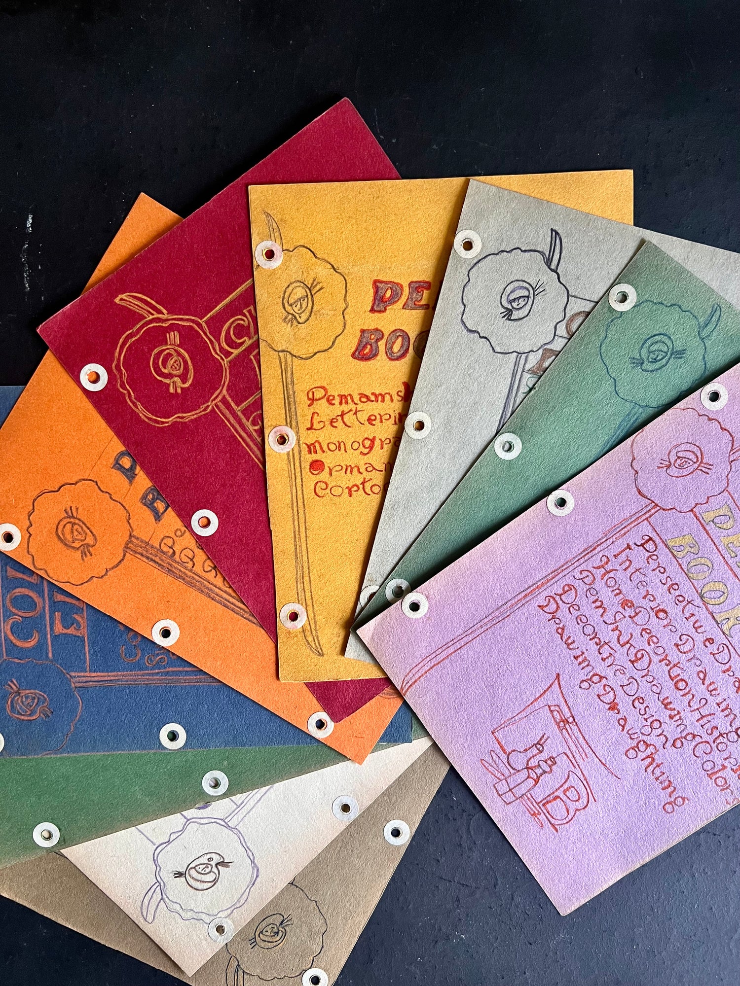 Vintage Ephemera: Student Art Class Notebook Pages