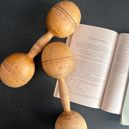 Vintage Rustic Wooden Dumbbells