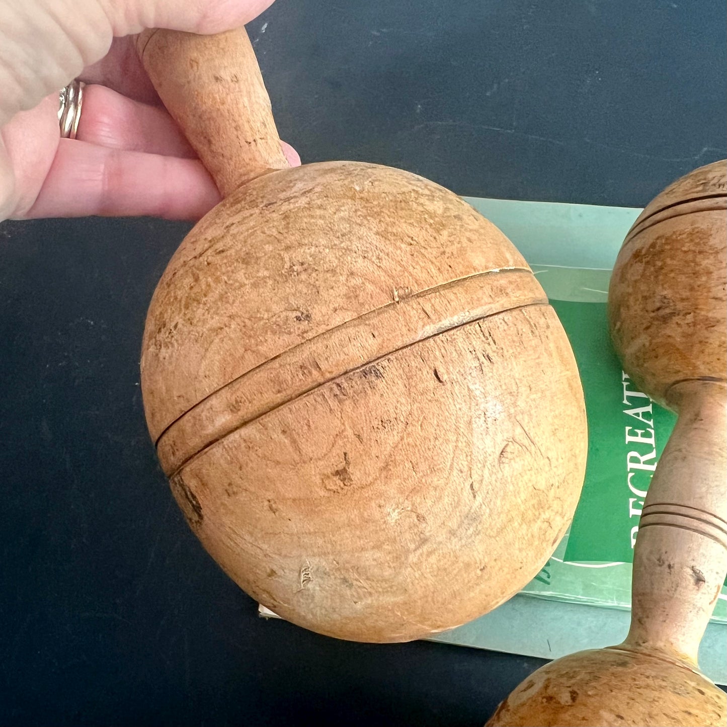 Vintage Rustic Wooden Dumbbells
