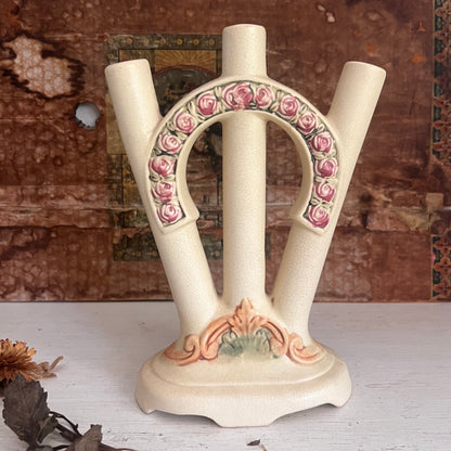 Antique 1920s Weller Pottery Roma Triple Bud Vase