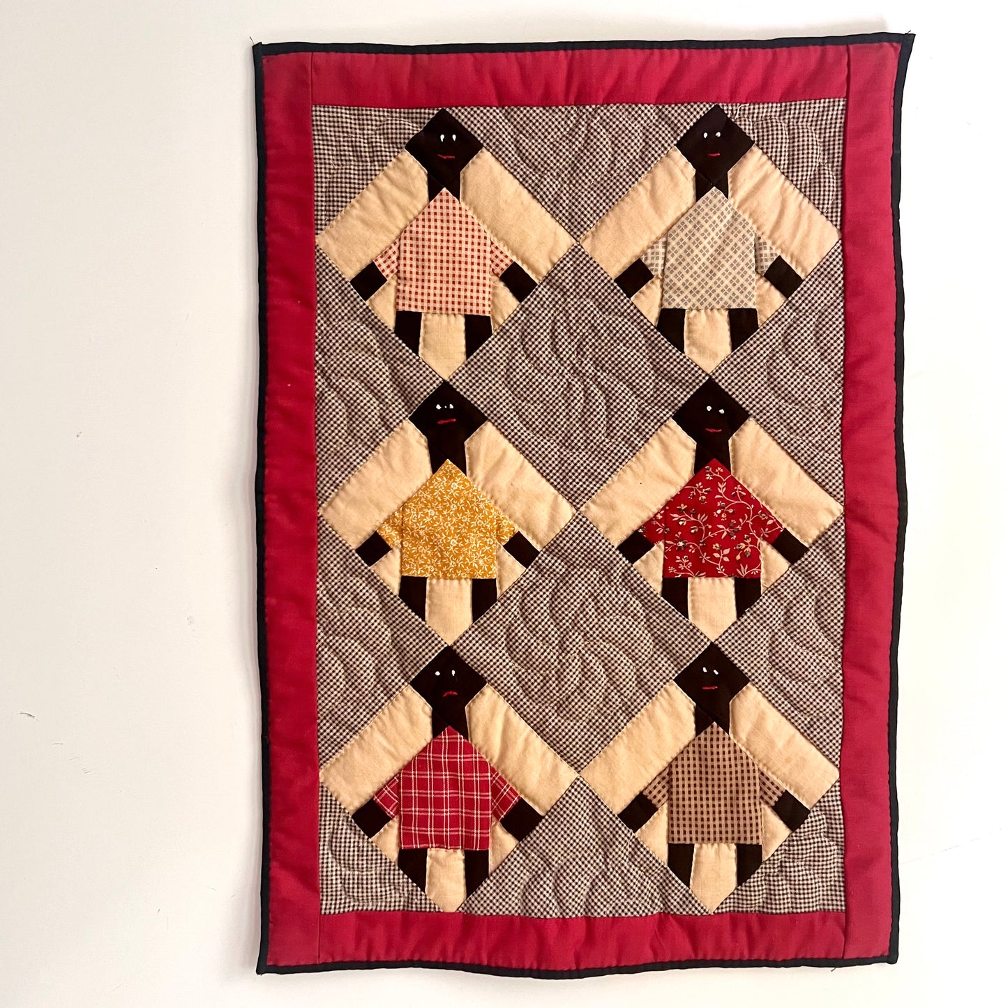 Black Americana Folk Art Crib Quilt or Wall Hanging