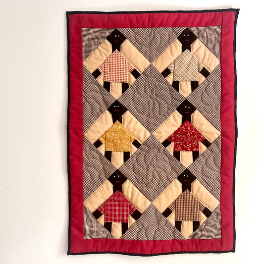 Black Americana Folk Art Crib Quilt or Wall Hanging