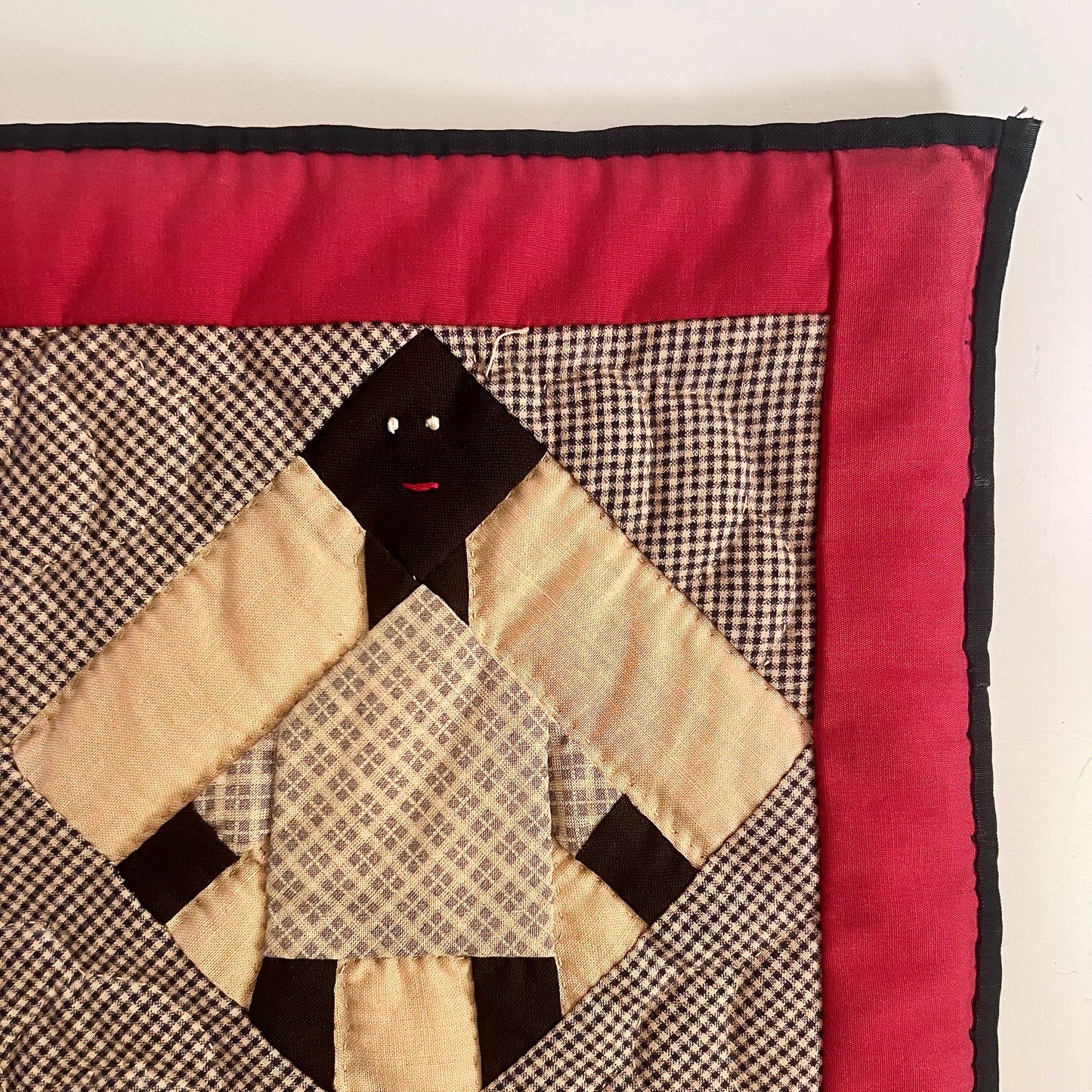 Black Americana Folk Art Crib Quilt or Wall Hanging