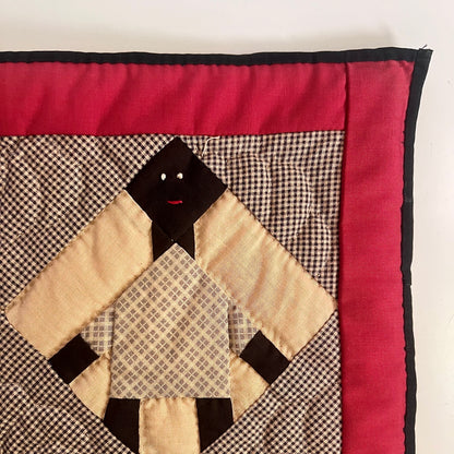 Black Americana Folk Art Crib Quilt or Wall Hanging