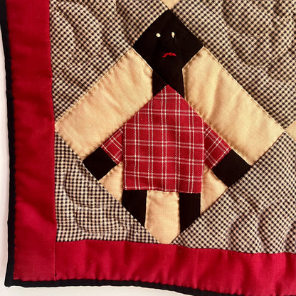 Black Americana Folk Art Crib Quilt or Wall Hanging
