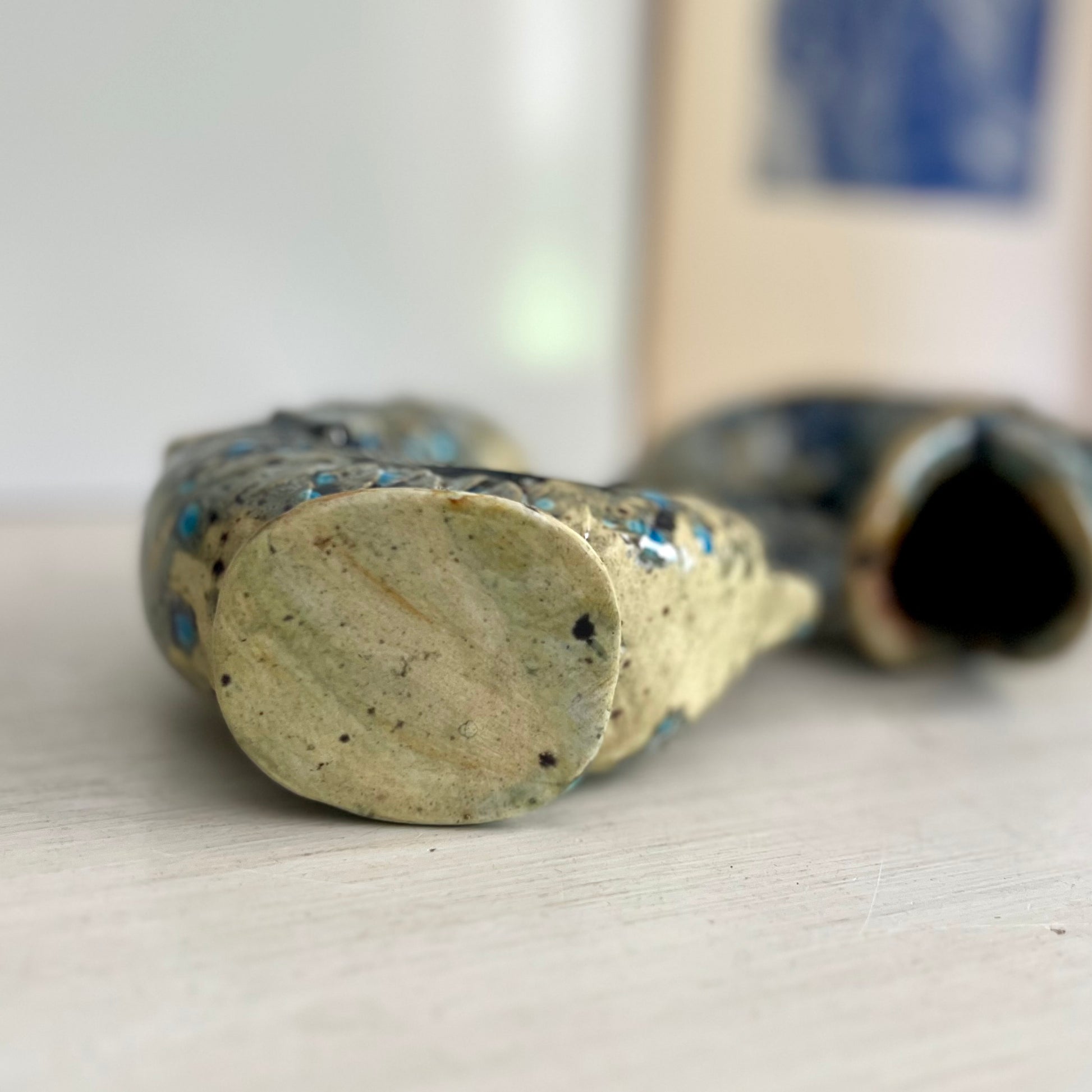 Pair of Speckled Pottery Jug Fishes