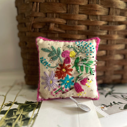 Old Handmade Embroidered Pincushion