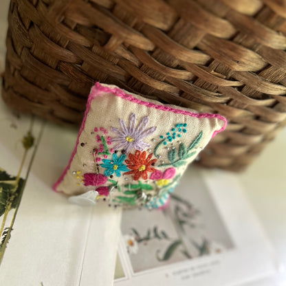 Old Handmade Embroidered Pincushion