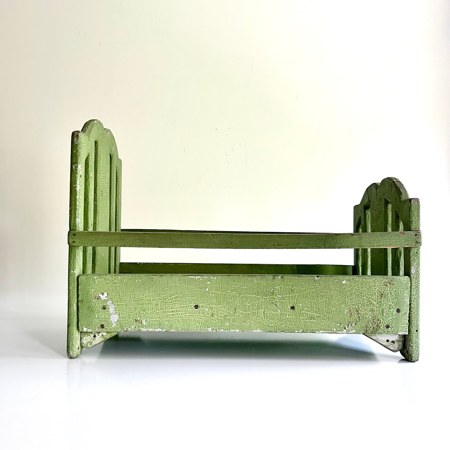 Green Painted Antique Doll Bed