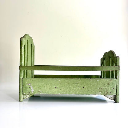 Green Painted Antique Doll Bed