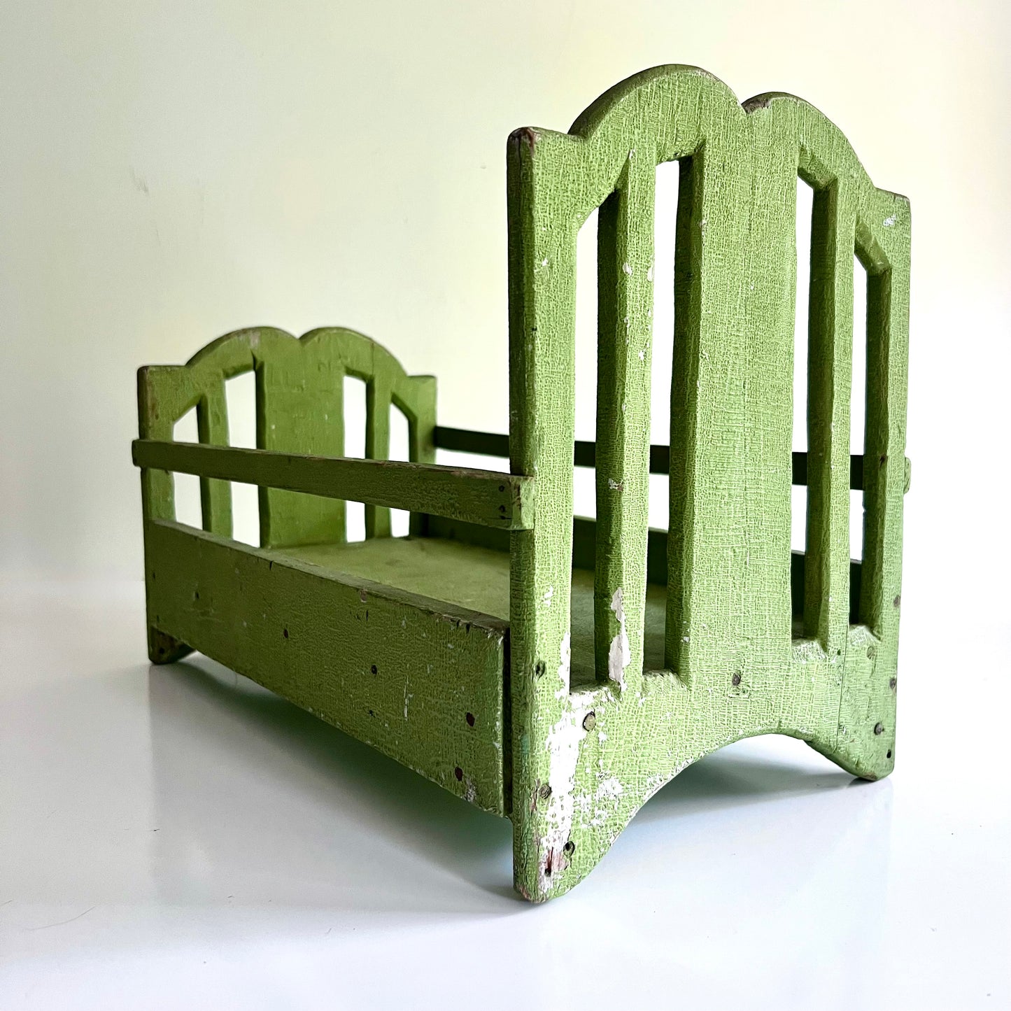 Green Painted Antique Doll Bed