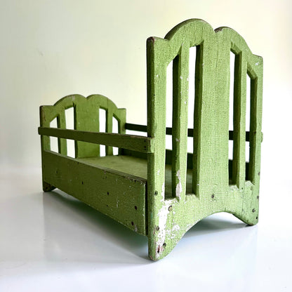 Green Painted Antique Doll Bed