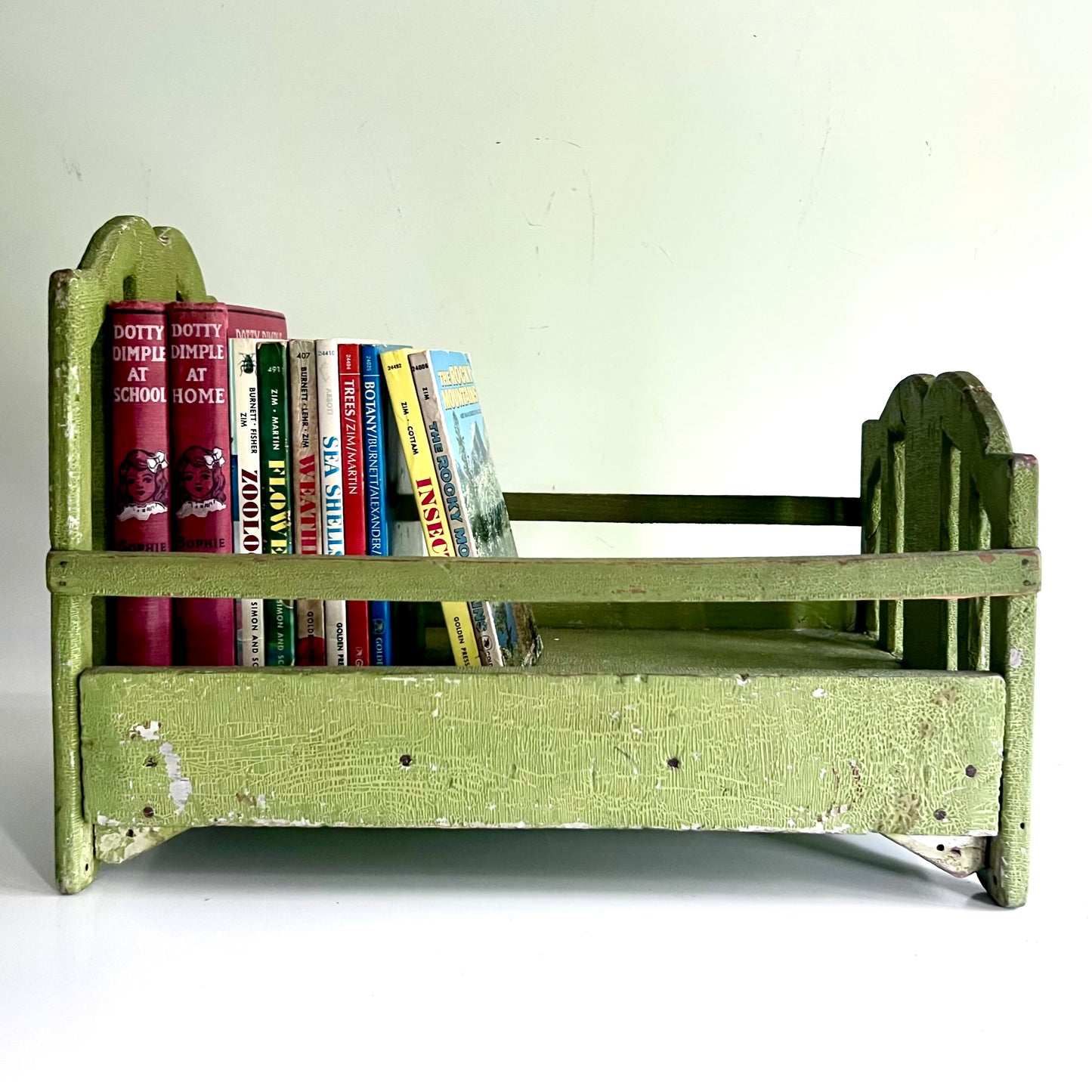 Green Painted Antique Doll Bed