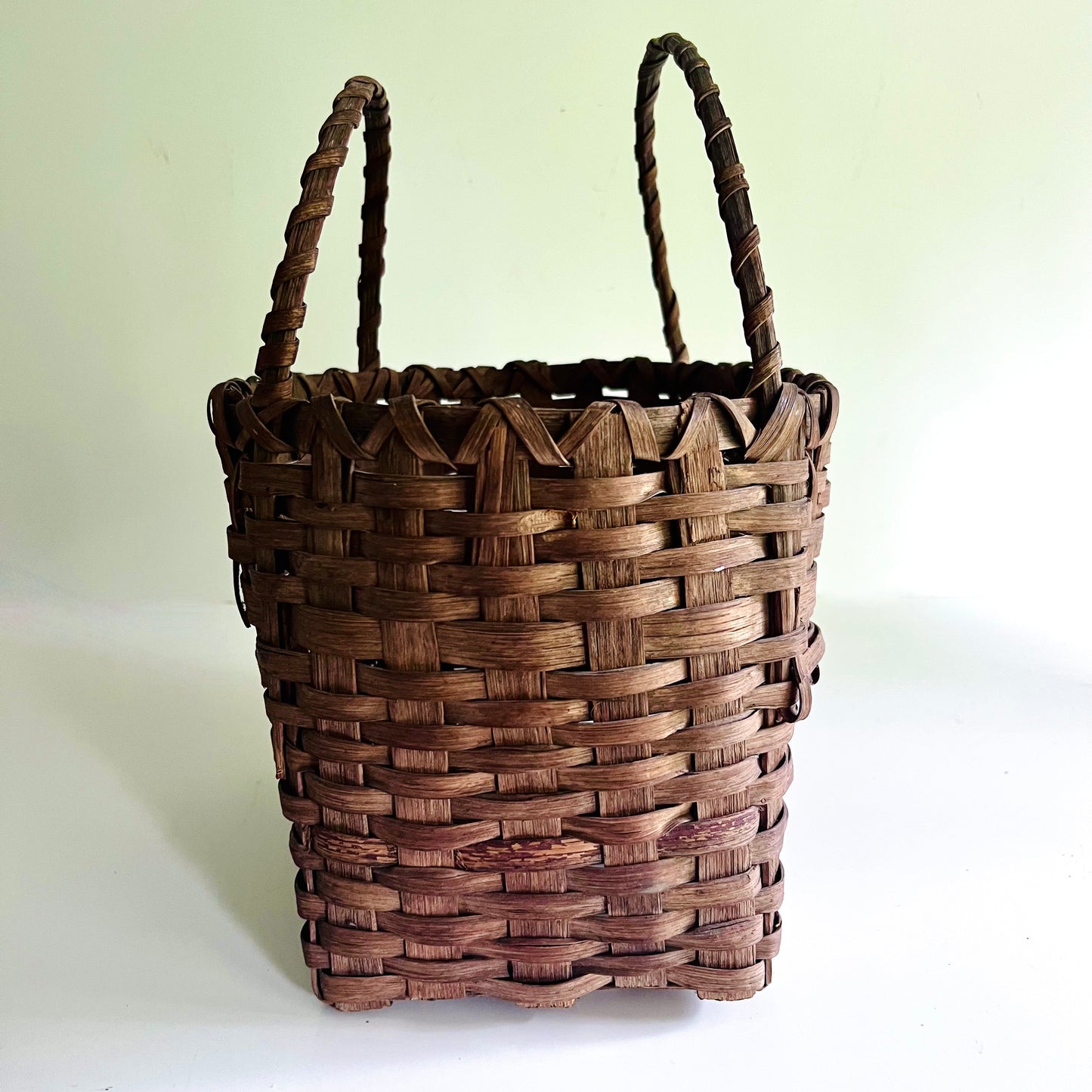 Vintage Hand Woven Basket with Double Handles