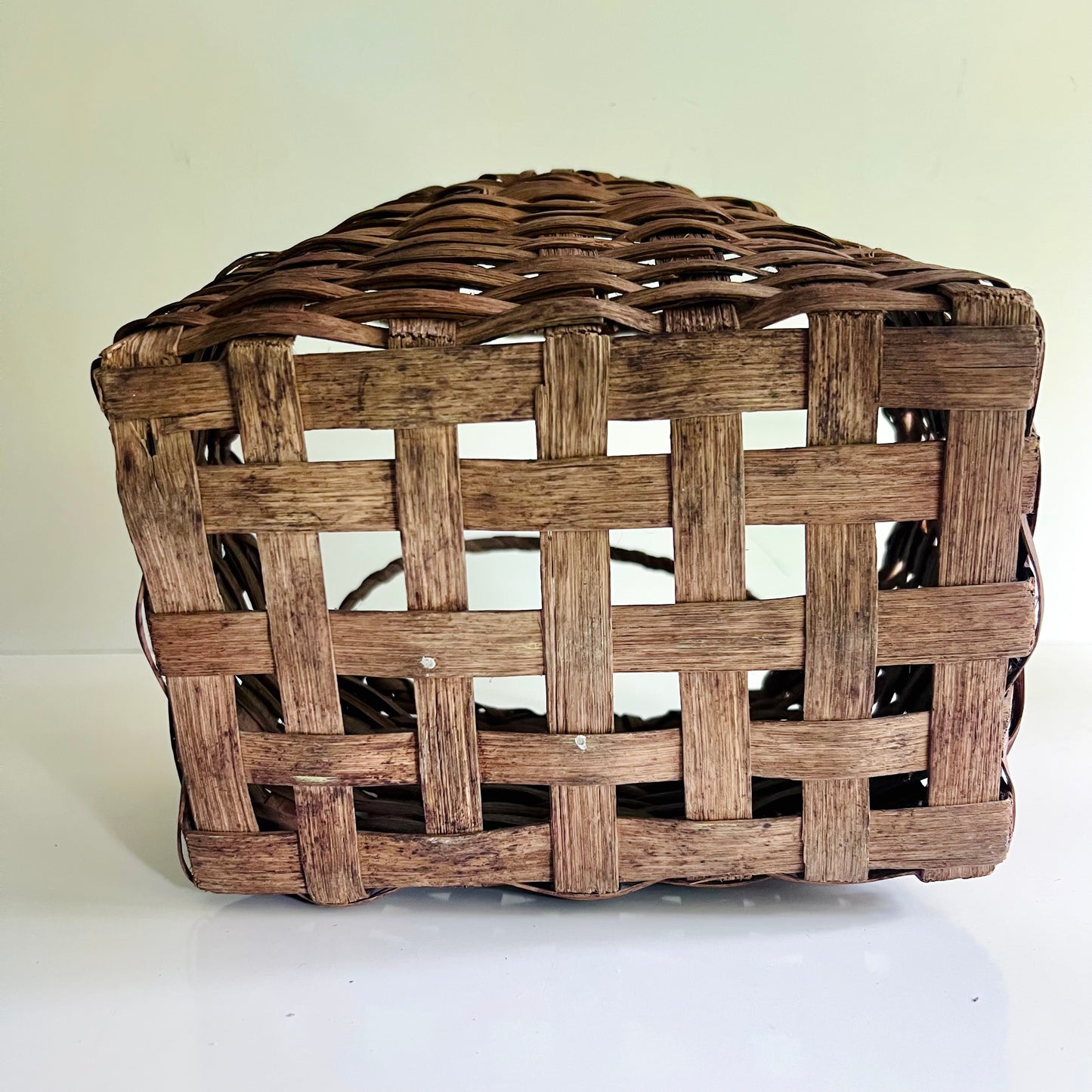 Vintage Hand Woven Basket with Double Handles
