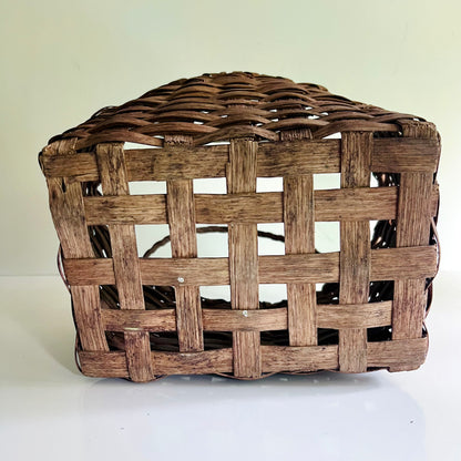 Vintage Hand Woven Basket with Double Handles
