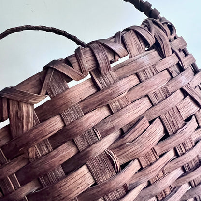 Vintage Hand Woven Basket with Double Handles