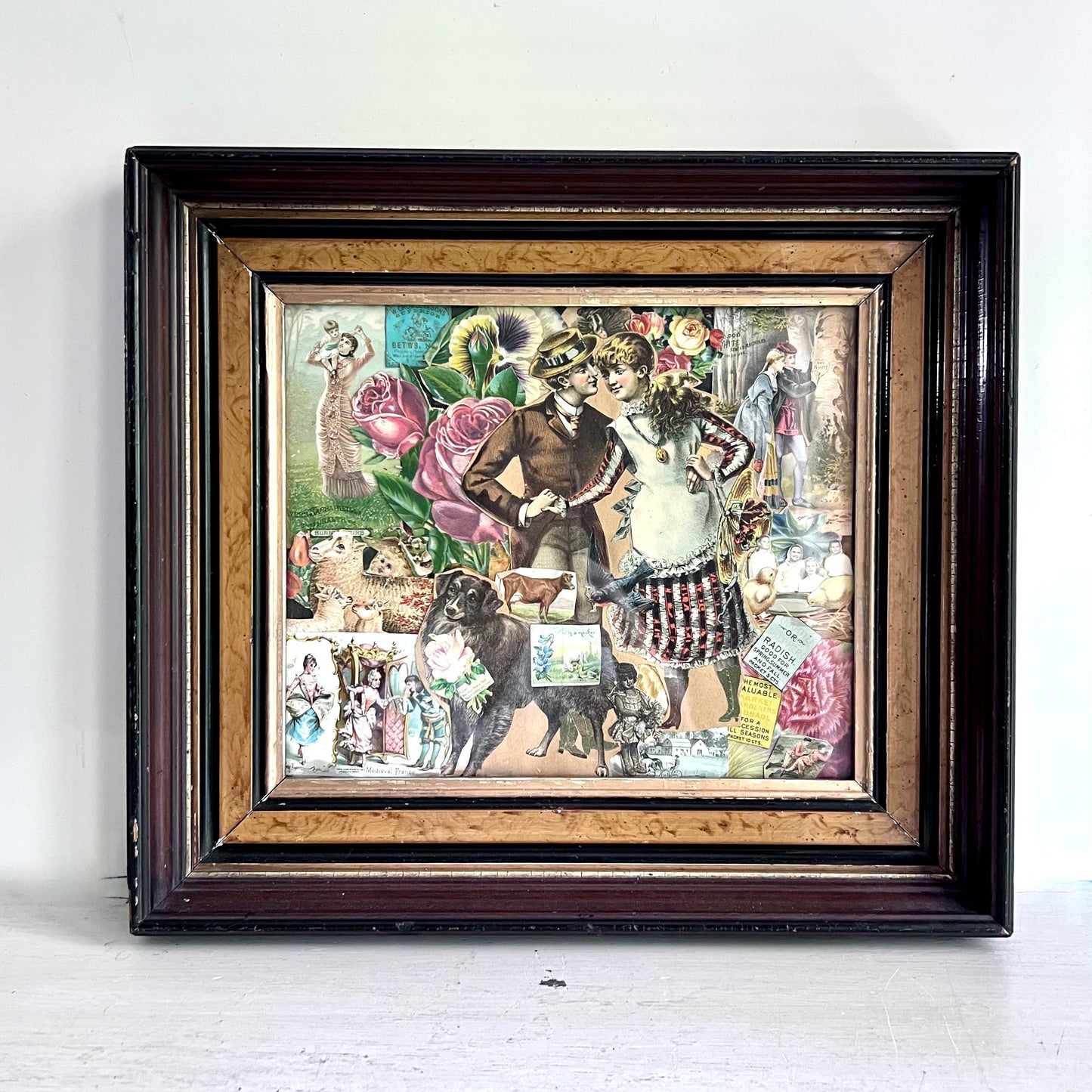 19th Century Framed Collage Art From Trading Cards and Other Ephemera