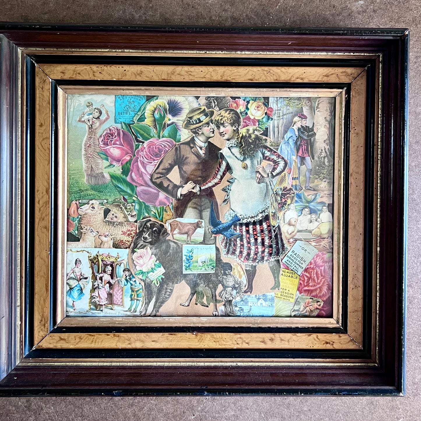 19th Century Framed Collage Art From Trading Cards and Other Ephemera