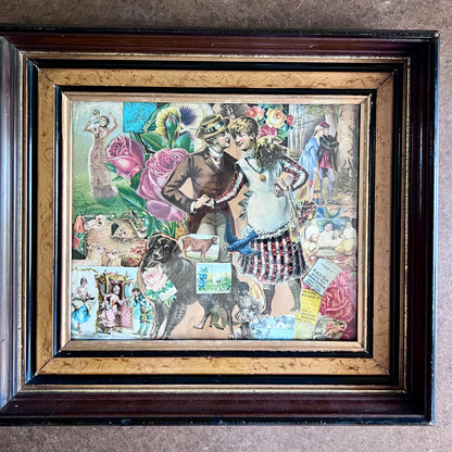 19th Century Framed Collage Art From Trading Cards and Other Ephemera