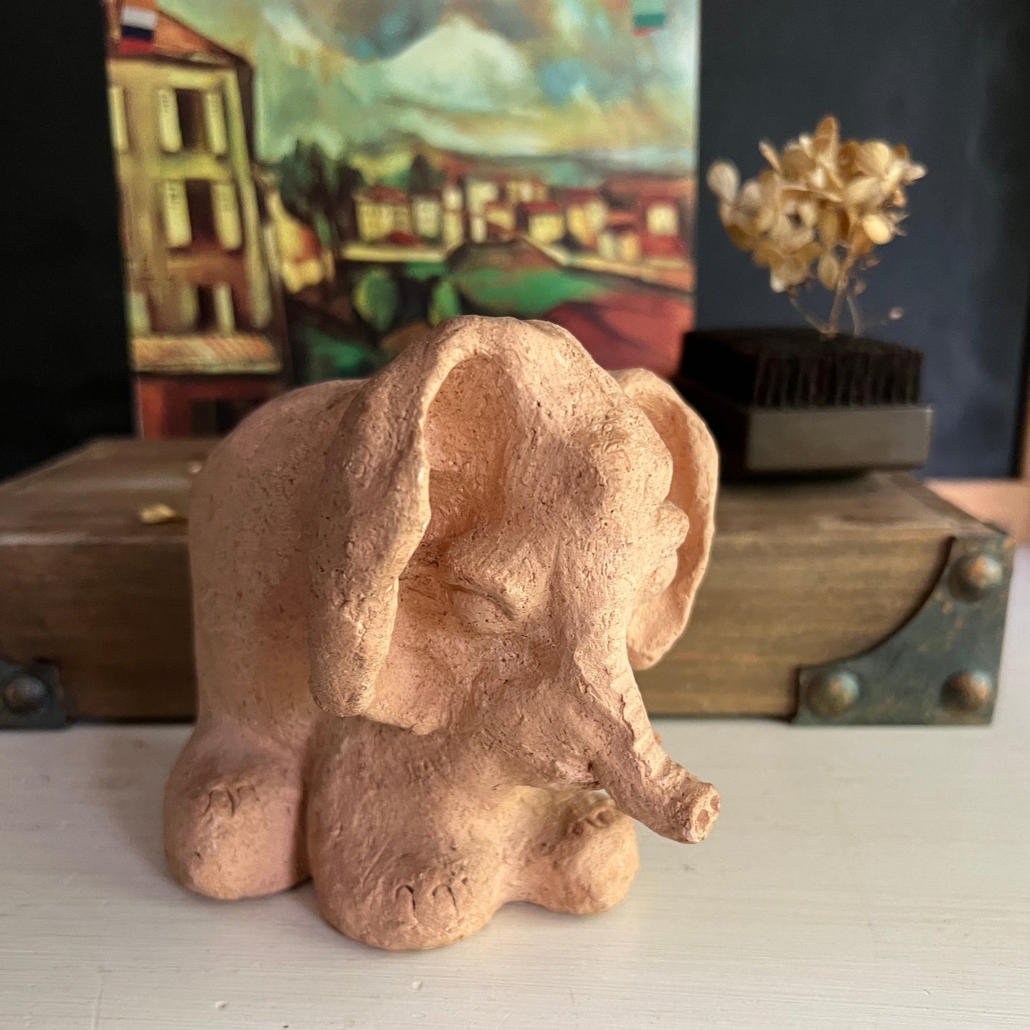 Hand Sculpted Clay Elephant