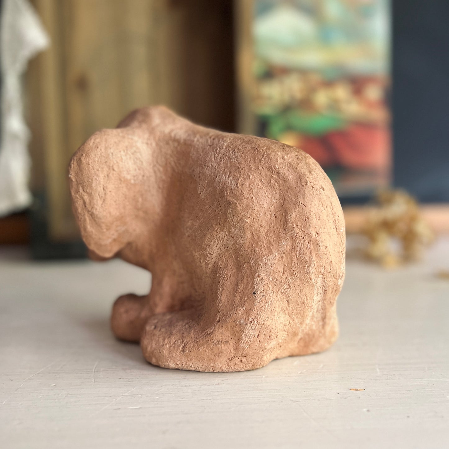 Hand Sculpted Clay Elephant