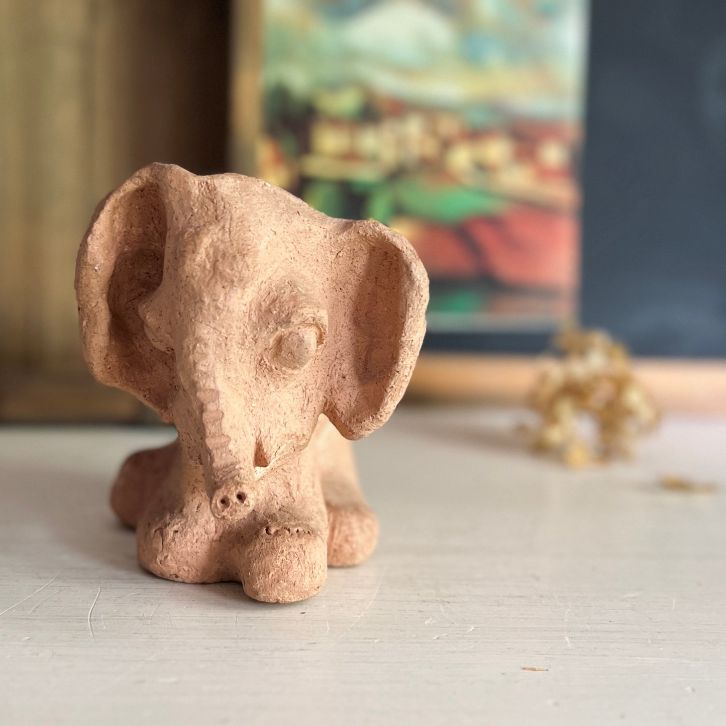 Hand Sculpted Clay Elephant