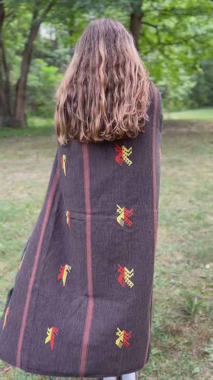 Southwestern Hand Stitched Thunderbird Cotton Blanket or Throw