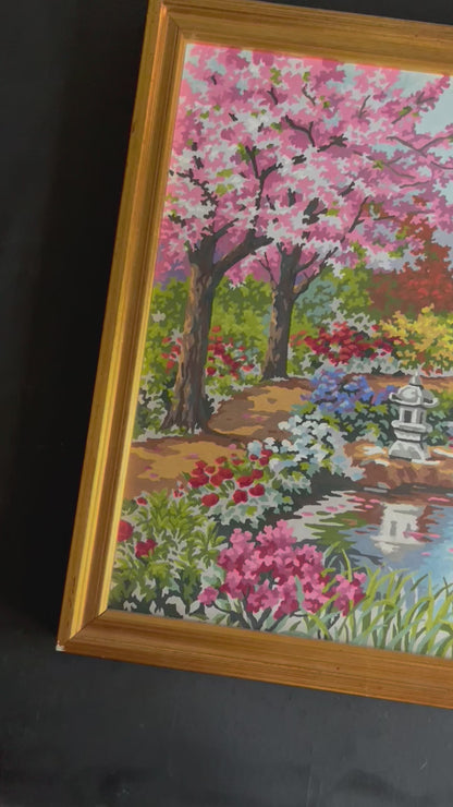 Japanese Garden Cherry Blossom Scene Paint by Number