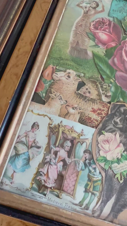 19th Century Framed Collage Art From Trading Cards and Other Ephemera