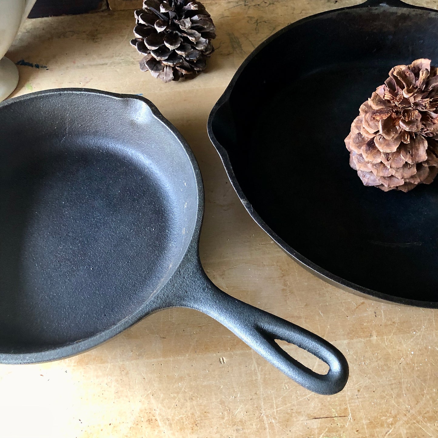 Vintage Lodge Cast Iron Skillets, Set of Two