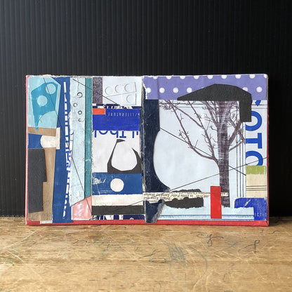 Handmade Book Art Collage, 'Winter Tree'