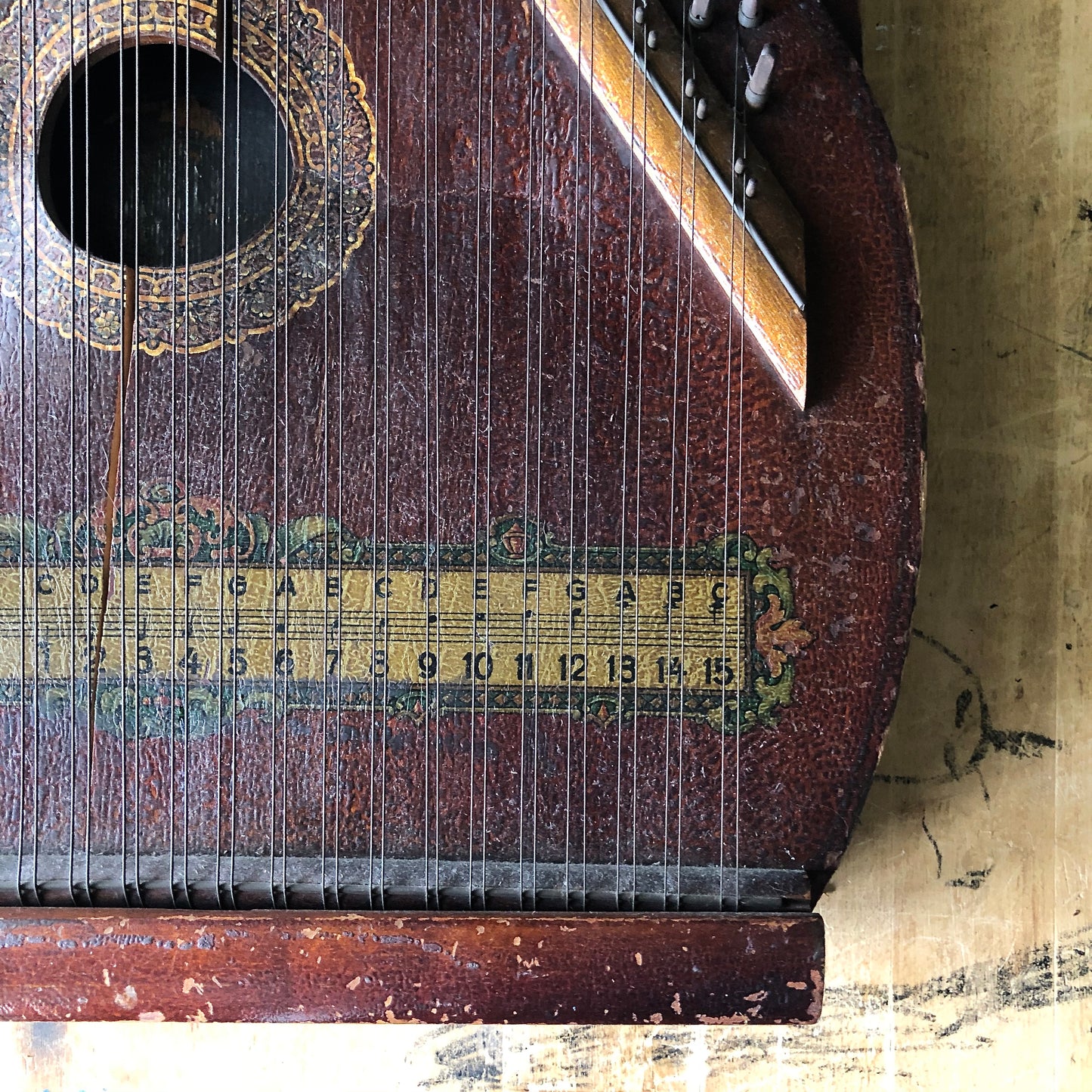 Antique Zither Instrument with Eagle Emblem (c.1920s)