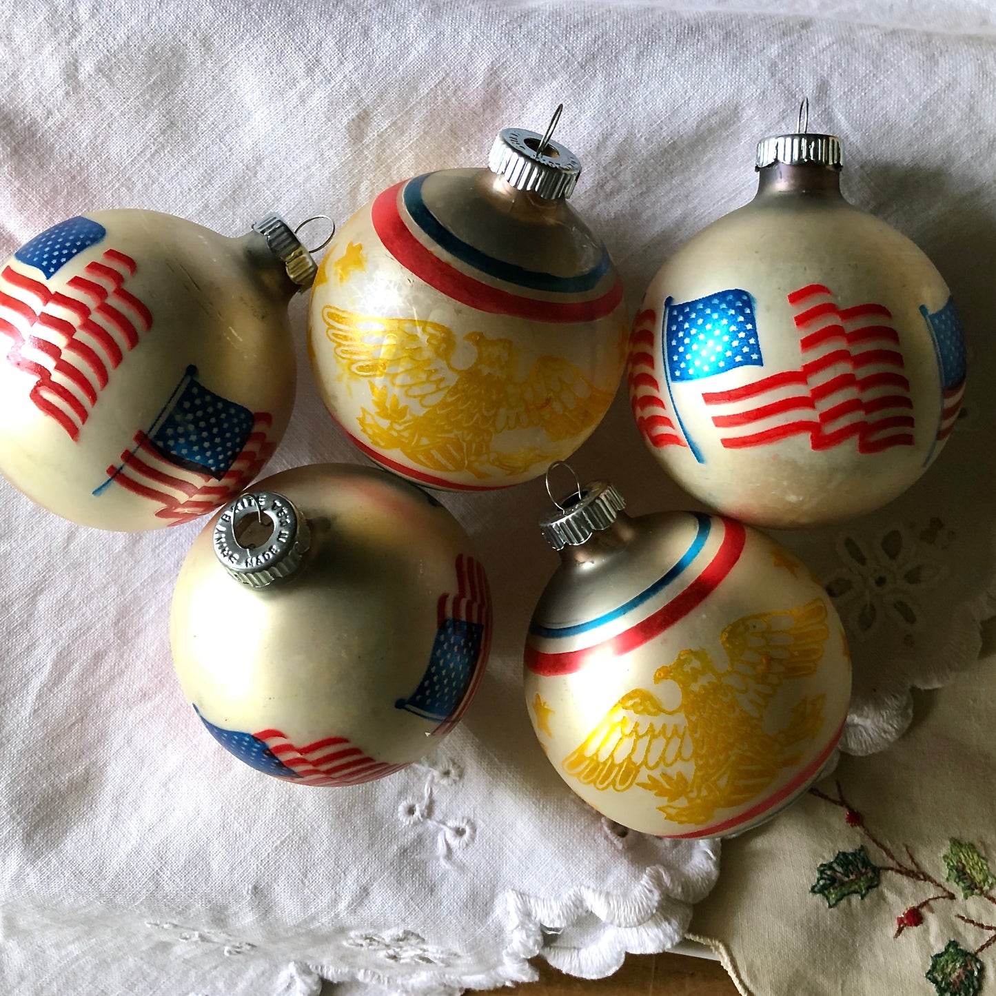 Shiny Brite Patriotic Glass Christmas Ornaments