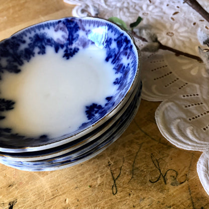 Antique Flow Blue Berry Bowls by WH Grindley & Co. (c.1800s)
