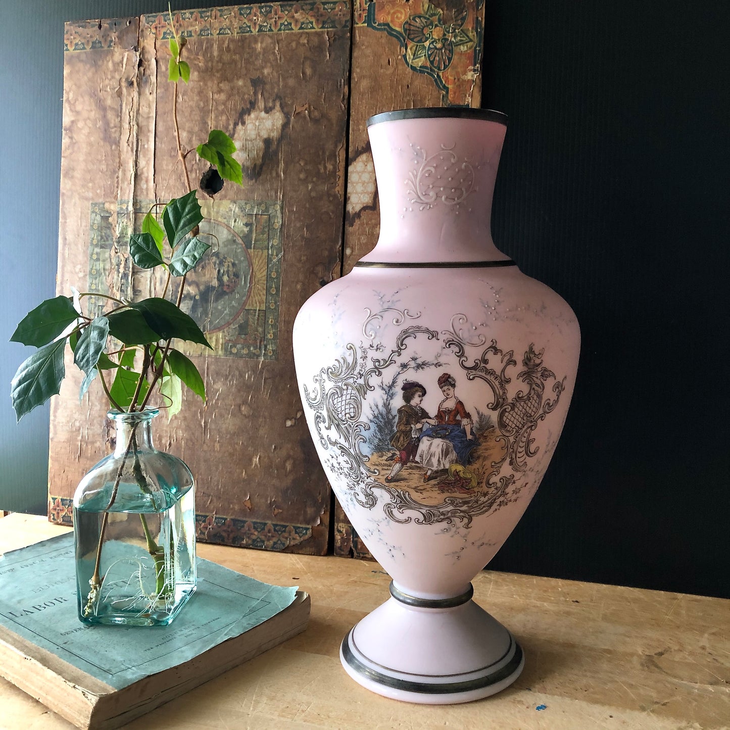 Pink Victorian Courting Couples Vase (c.1900s)