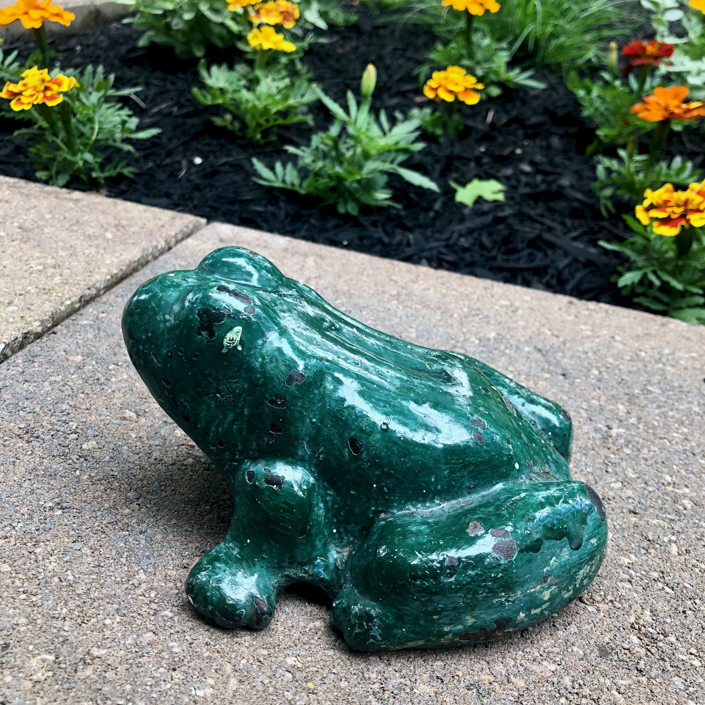 Vintage Cast Iron Enamel Frog Doorstop