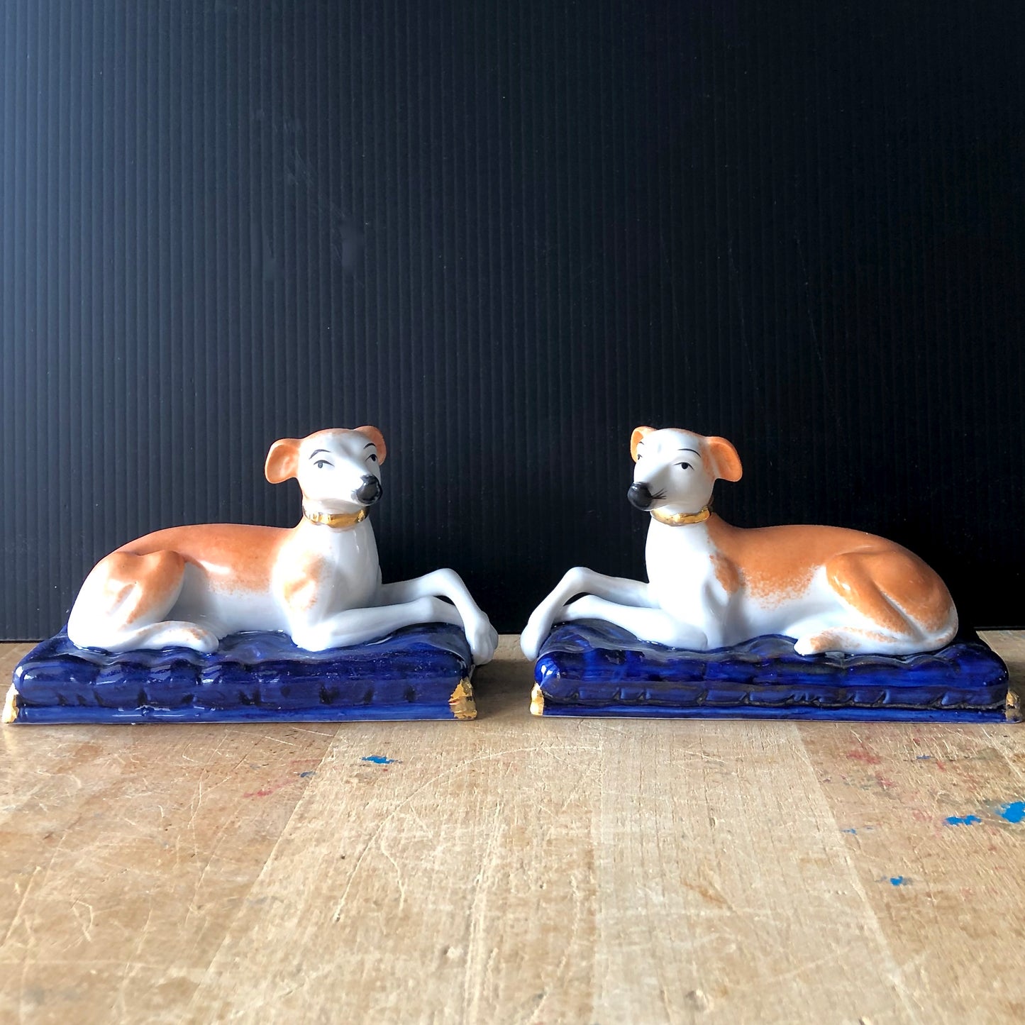 Pair of Vintage Ceramic Greyhound Dog Figurines