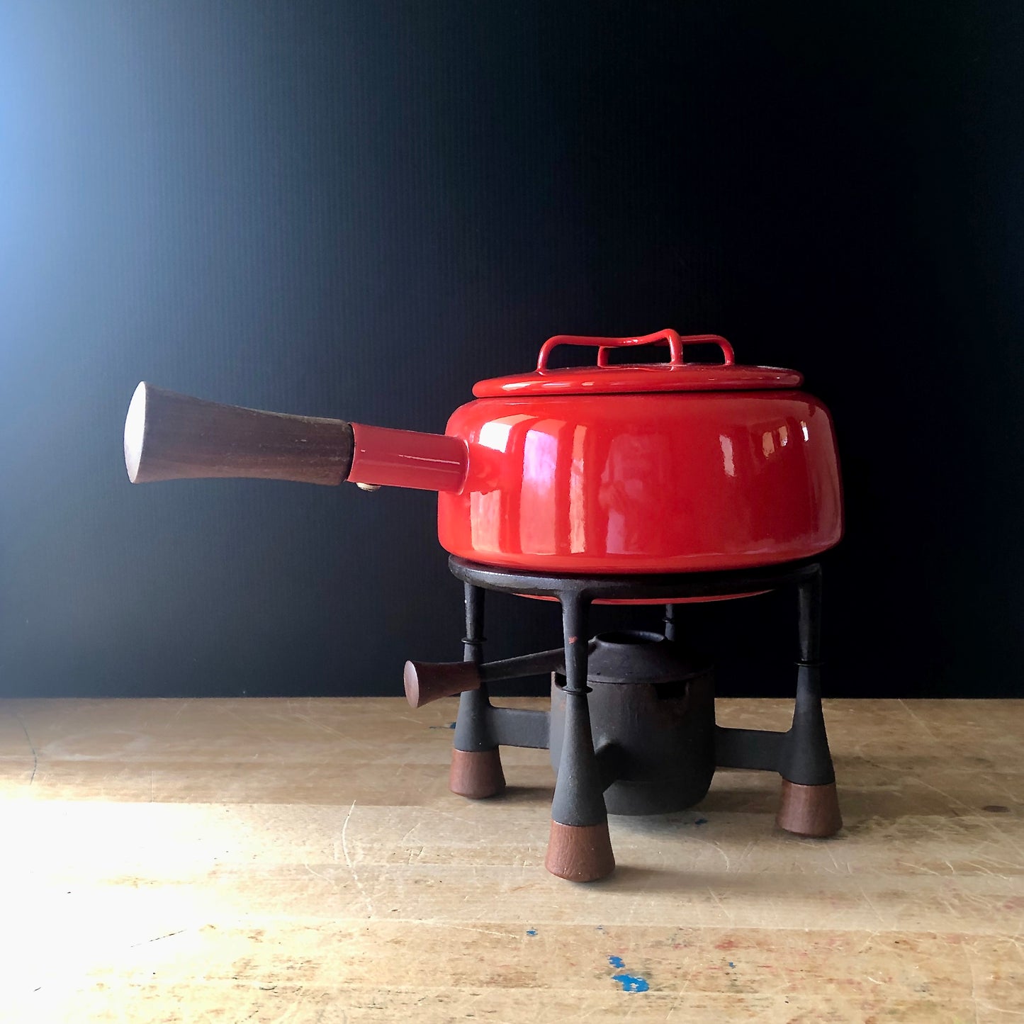 Dansk Kobenstyle Red Enamel Mid Century Fondue Pot (c.1960s)