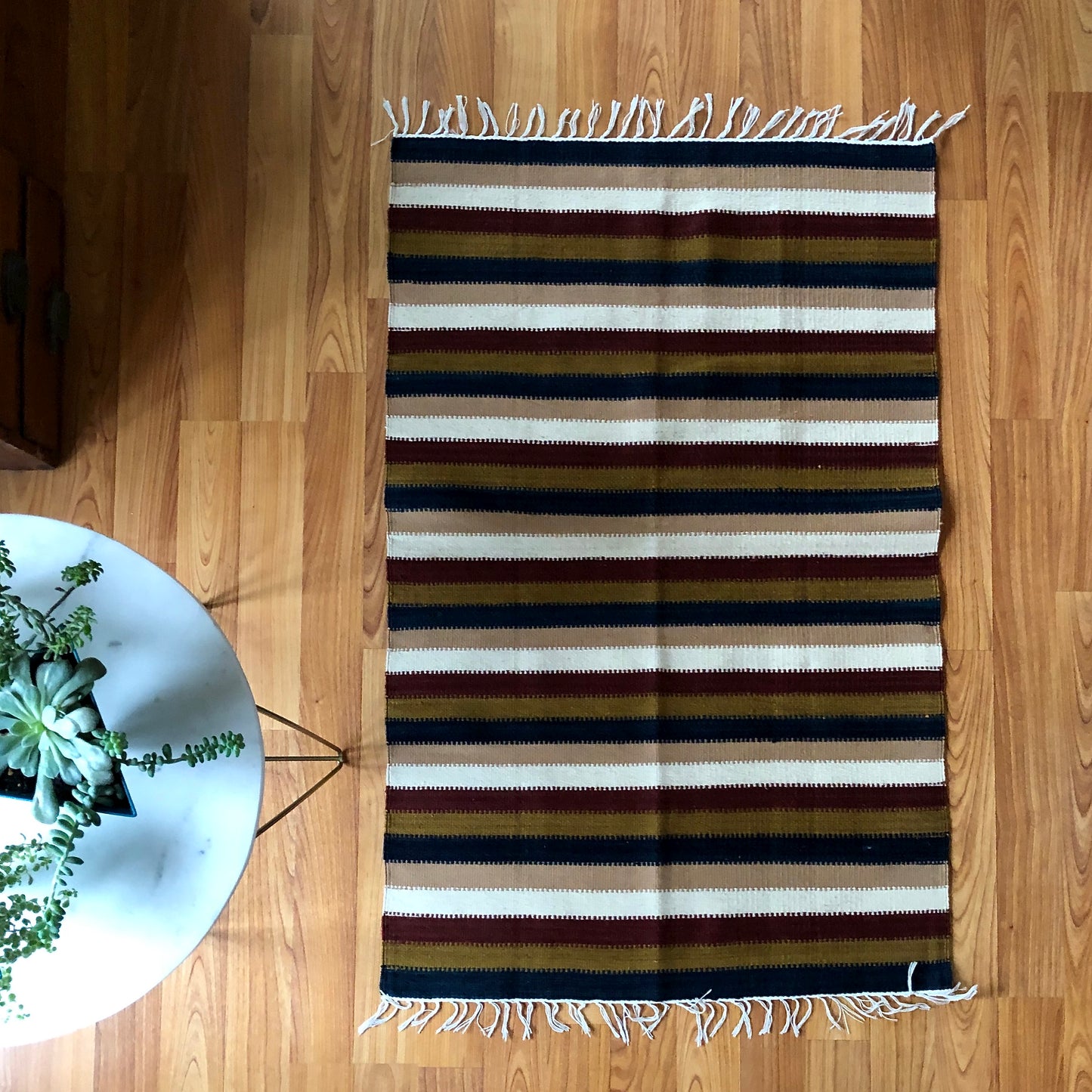 Vintage Striped Wool Kilim Rug (c.1980s)