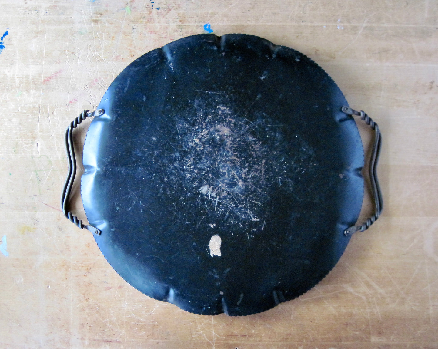 Round Metal Toleware Tray (c.1950s)