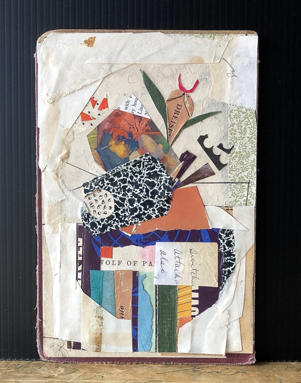 Abstract Collage Bouquet with Vintage Papers