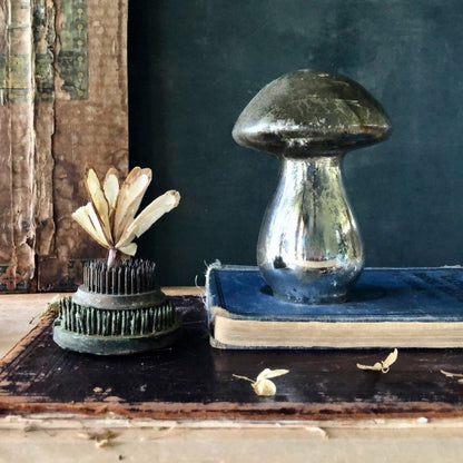 Vintage Mercury Glass Mushroom Figurine