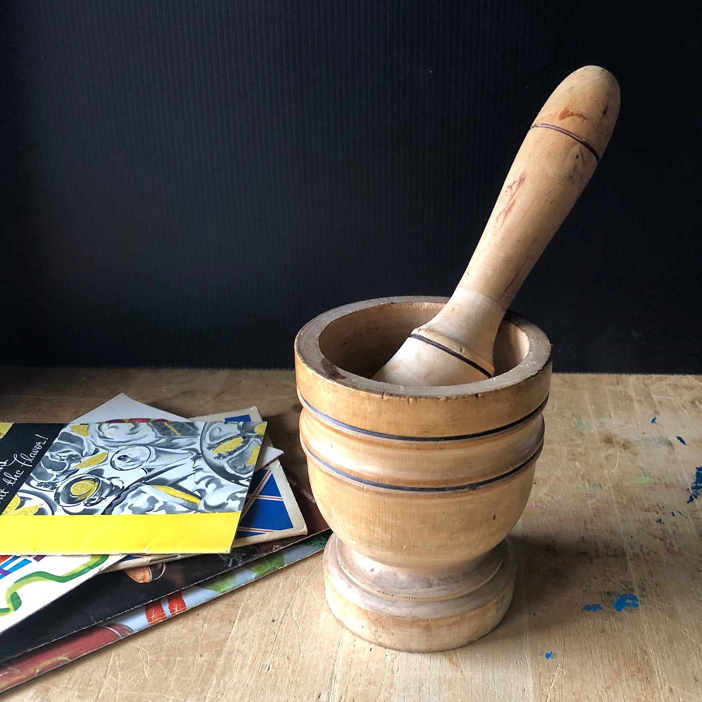 Wooden Mortar and Pestle from Italy | Vintage Kitchen Utensils