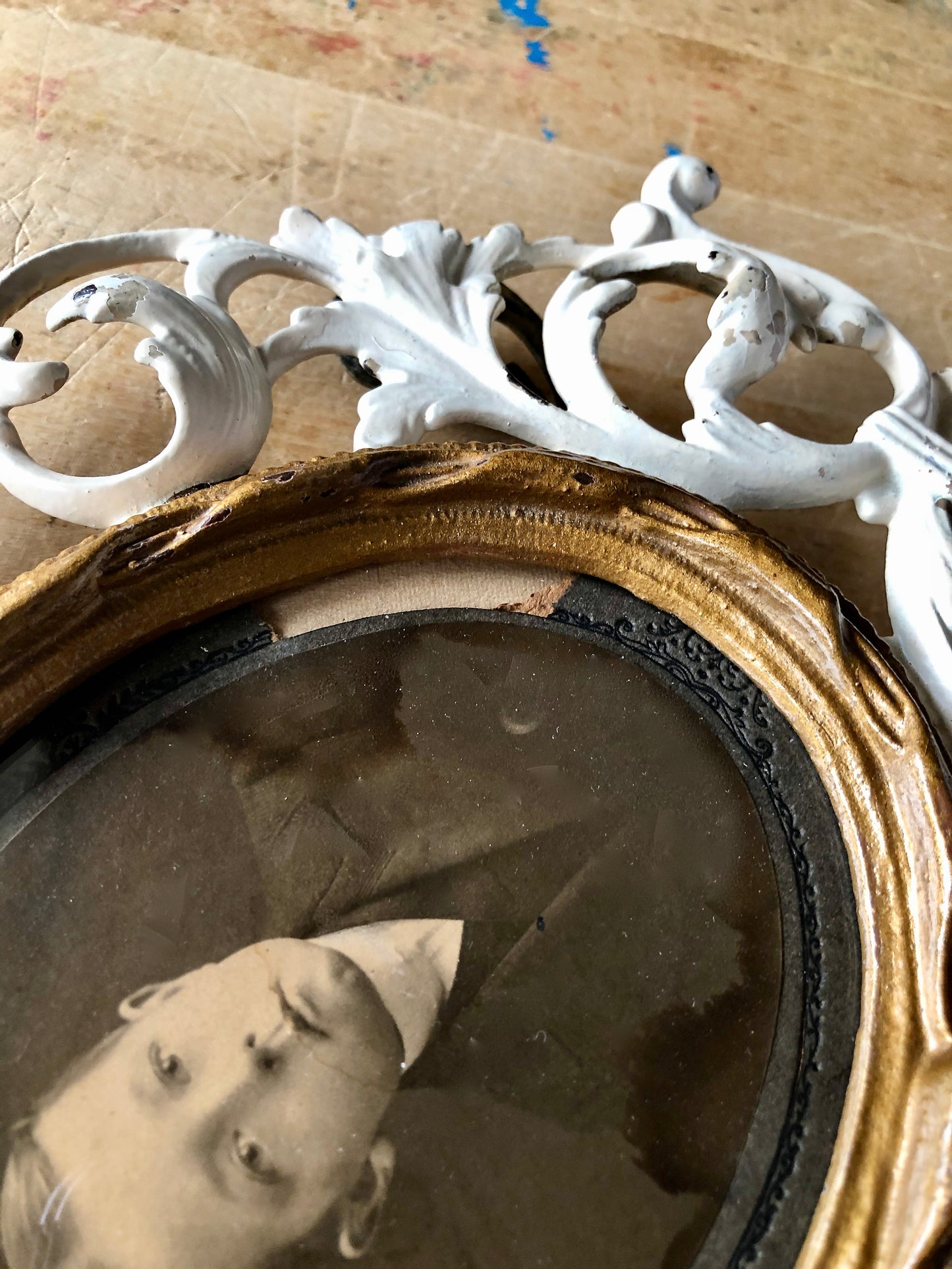 Victorian Painted Brass Picture Frame (c.1900s)