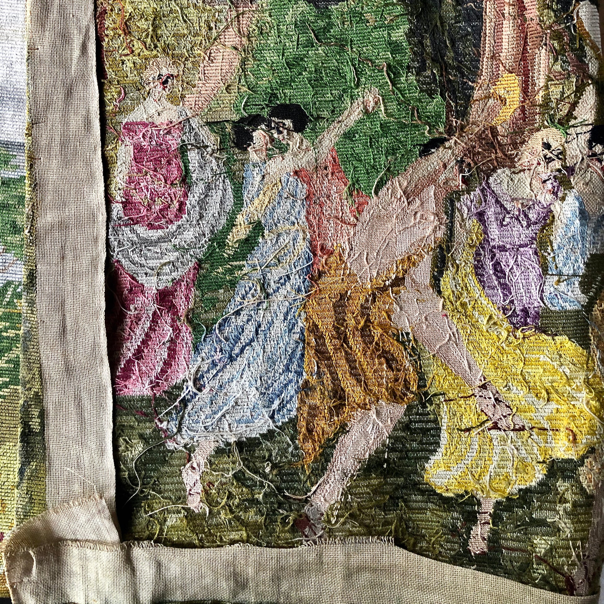 Vintage Tapestry of Dancing Greek Muses