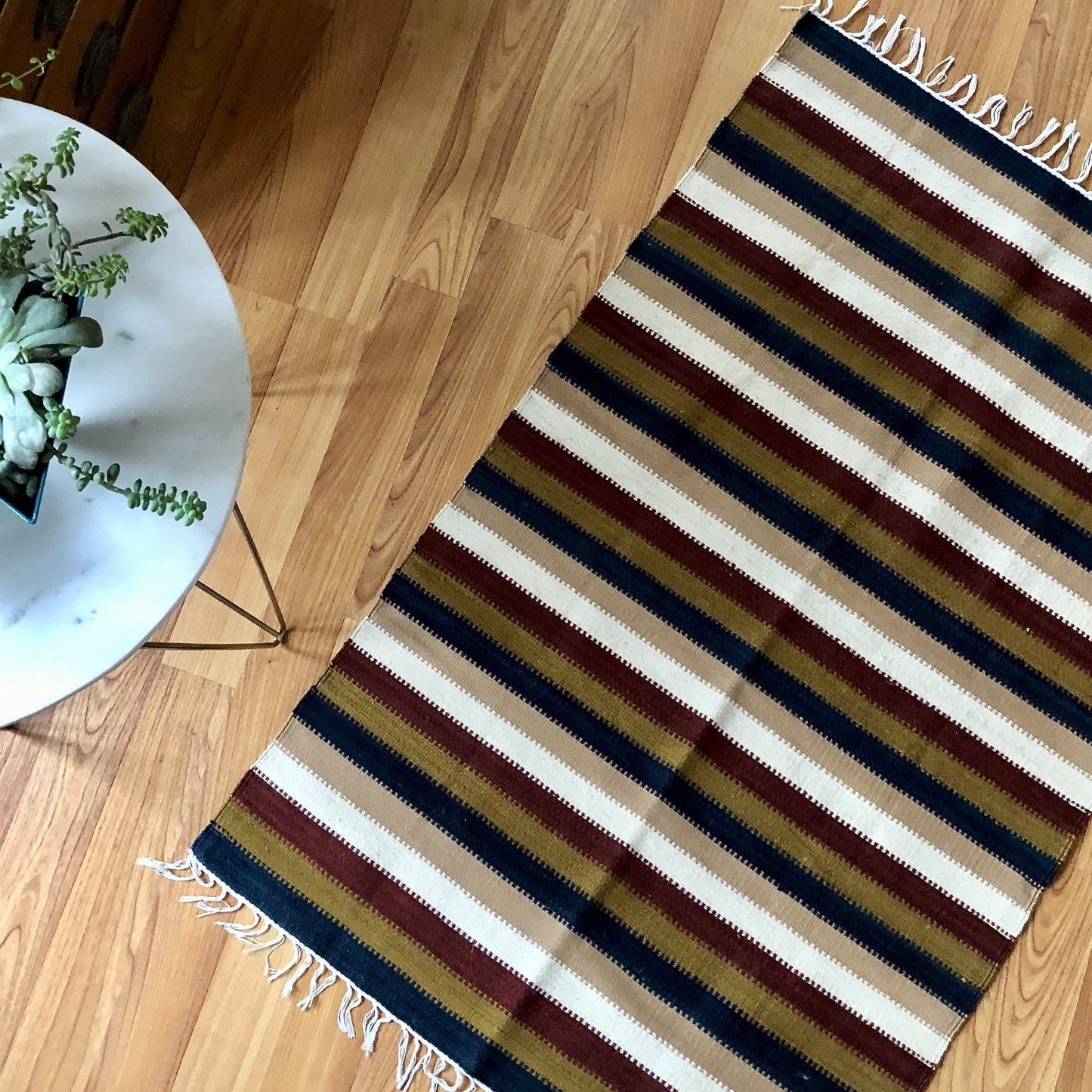 Vintage Striped Wool Kilim Rug (c.1980s)