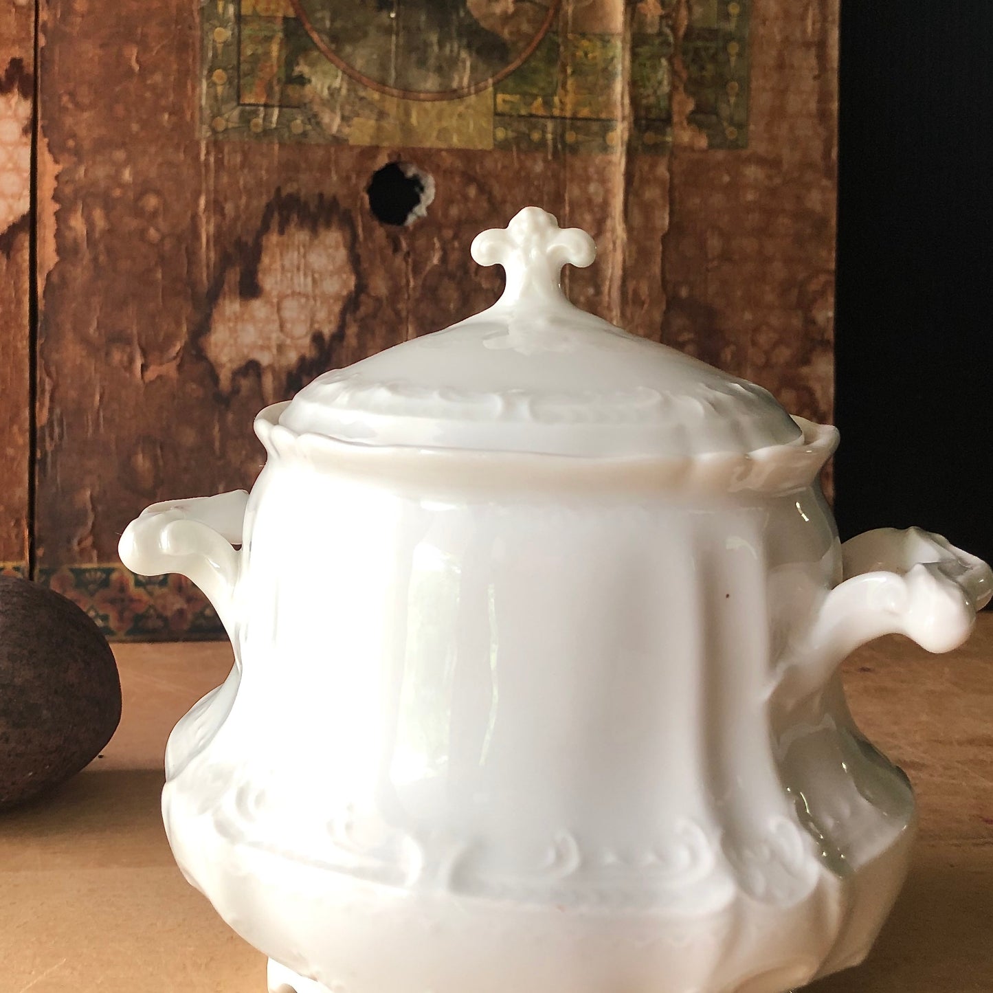 Haviland White Sugar Bowl (c. early 1900s)