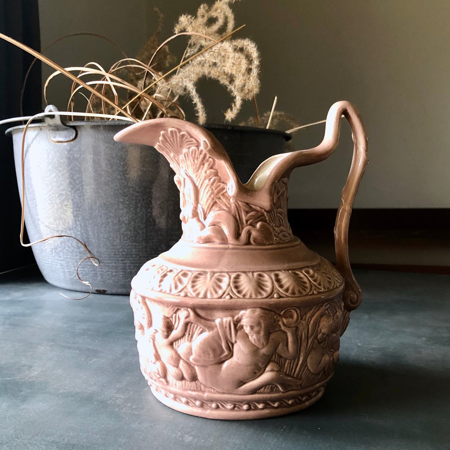 Vintage Pink Poseidon Mermaid Pitcher (c.1960s)